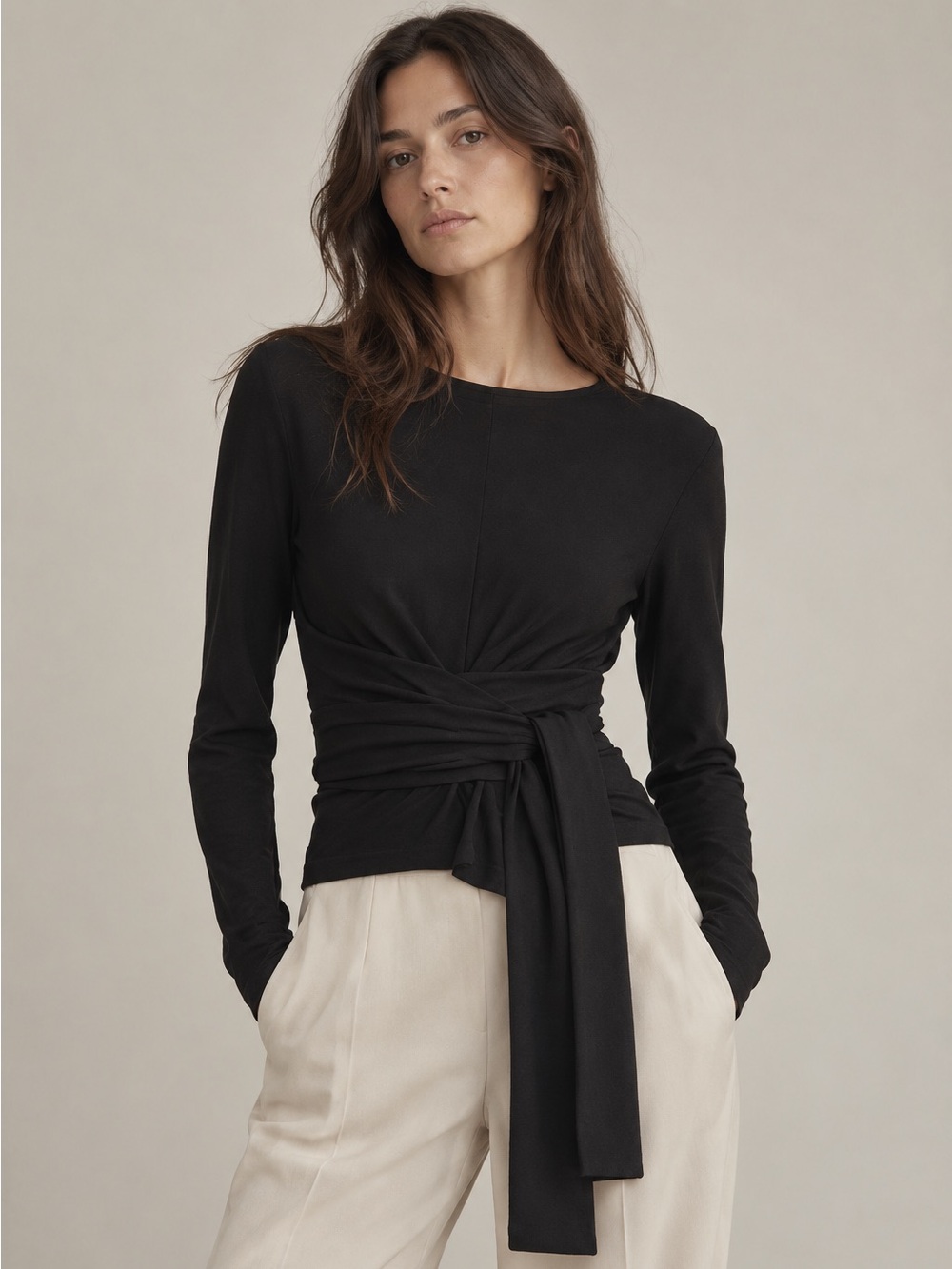 Modern Citizen Black Harper Wrap Top Size Medium NWOT